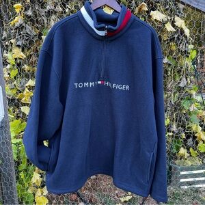 Vintage 90s Tommy half Zip up fleece Oversized 90s fit Embroidered Logo